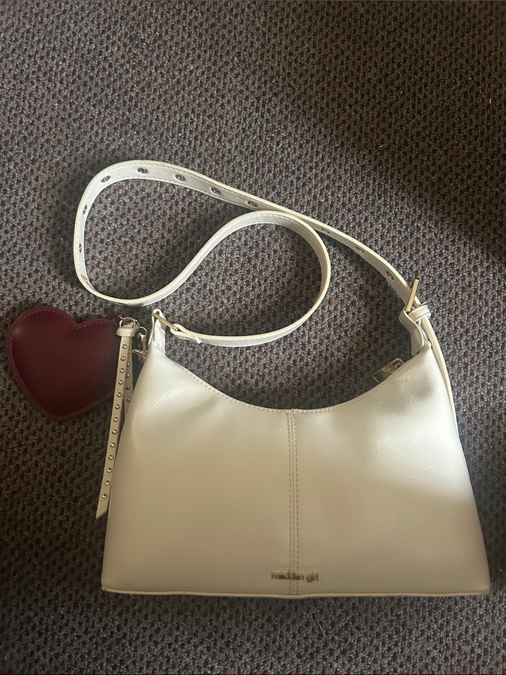 Cream Shoulder Bag with Heart Charm - from Macy’s